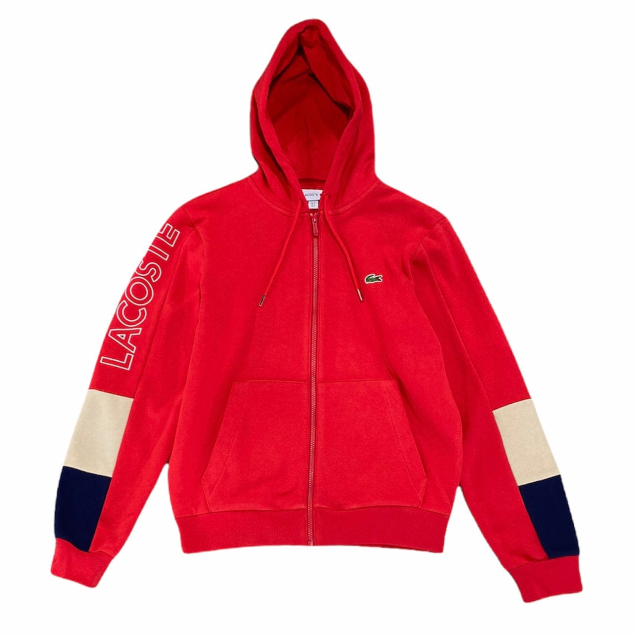 Lacoste Colorblock Fleece Zip Hoodie (Red/Beige/Navy) SH6885