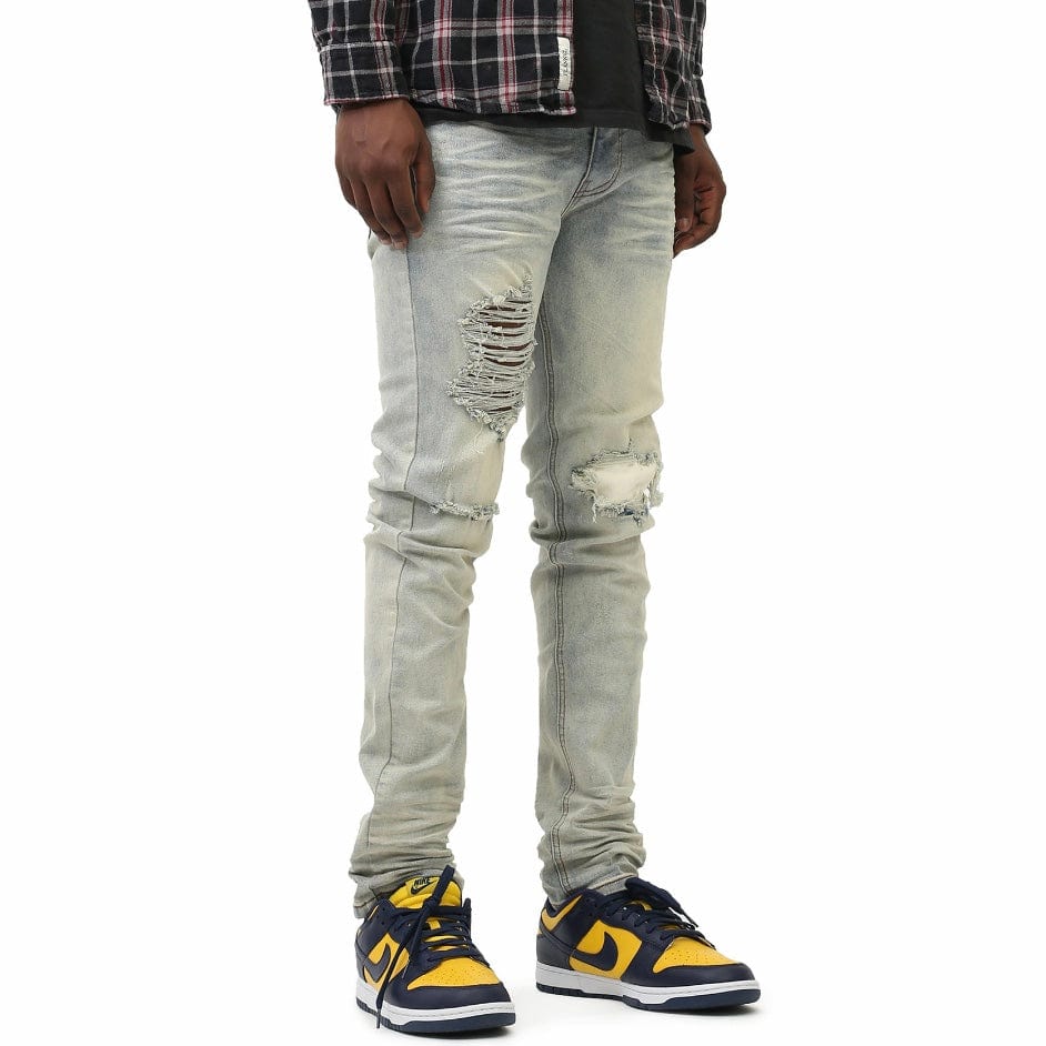 Kdnk Distressed & Patched Jeans (Vintage Light Blue) KND4421