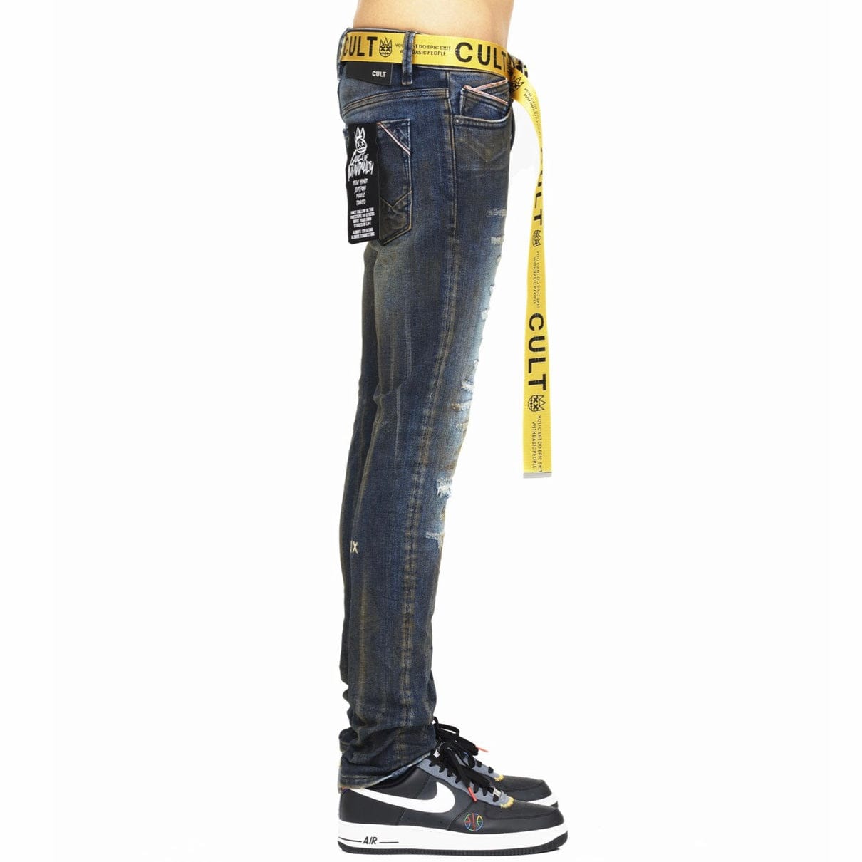 Cult Of Individuality Punk Super Skinny Belted Jeans (Slick) 621B8-SS04X