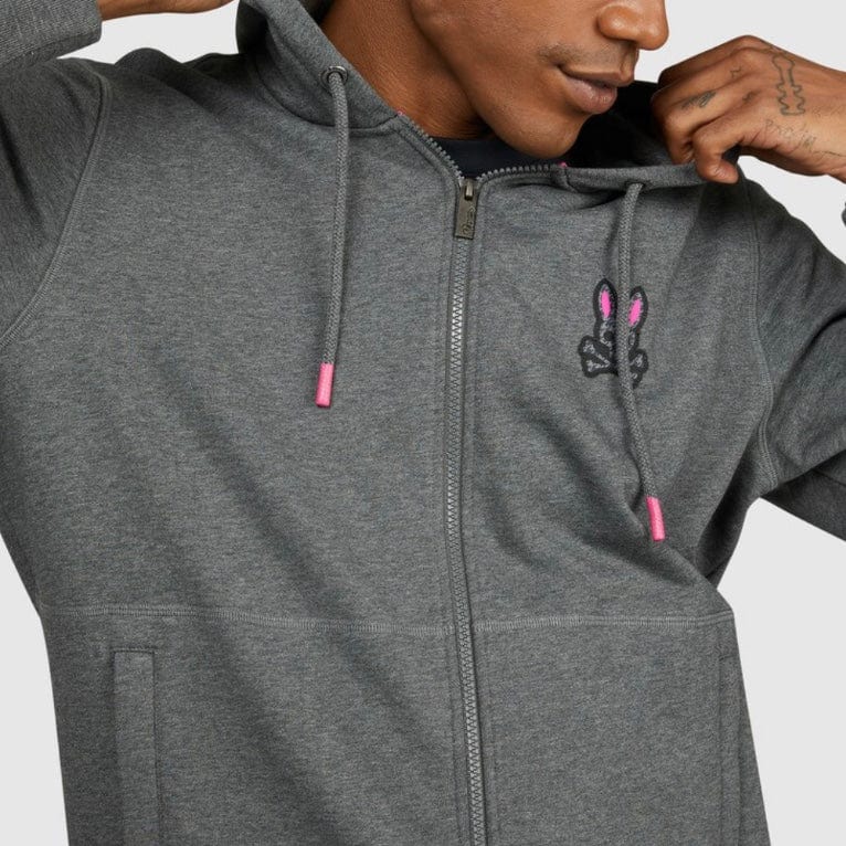 Psycho Bunny Drake Full Zip Hoodie (Heather Storm) B6H604R1FT