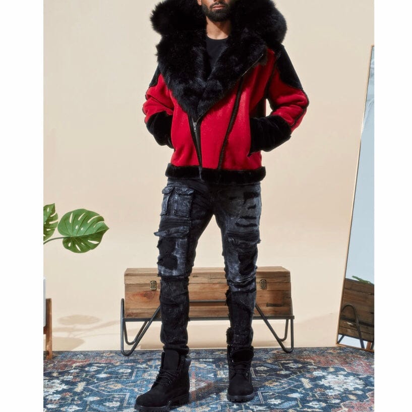 Jordan Craig El Jefe Shearling Moto Jacket (Bred) 91590