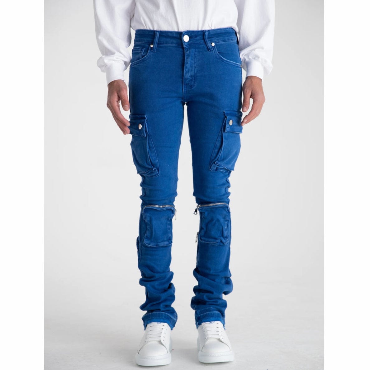 Pheelings Never Look Back Cargo Flare Stack Denim (Royal Blue) - PH-SS22