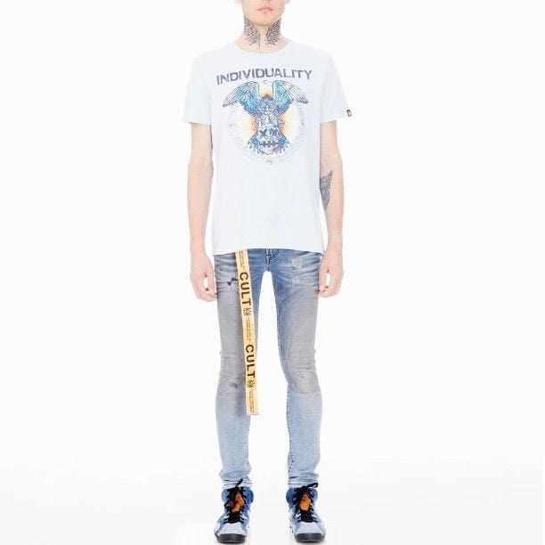 Cult Of Individuality Belted Punk Super Skinny Jeans (Vapor) 621A2-SS04R