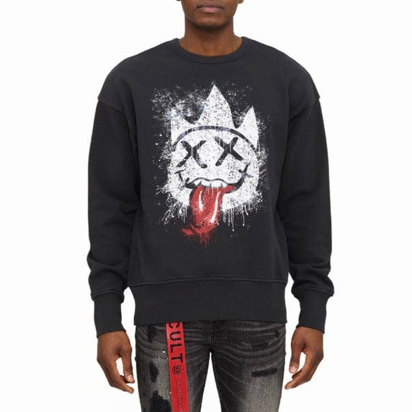 Cult Of Individuality Shimuchan Distressed Crew Neck (Peat Black) 621B8-FC24B