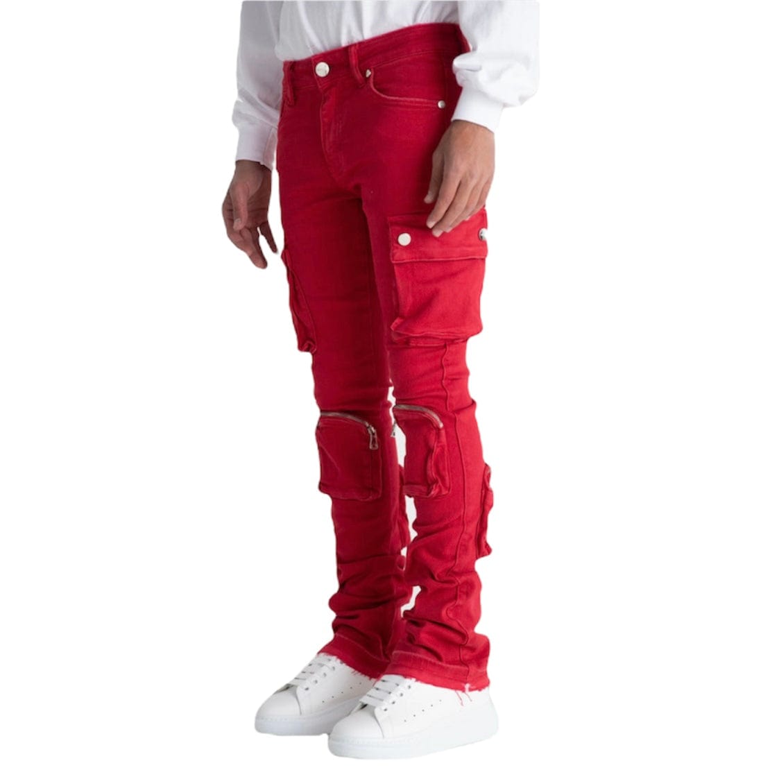 Pheelings Never Look Back Cargo Flare Stack Denim (Red) - PH-SS22