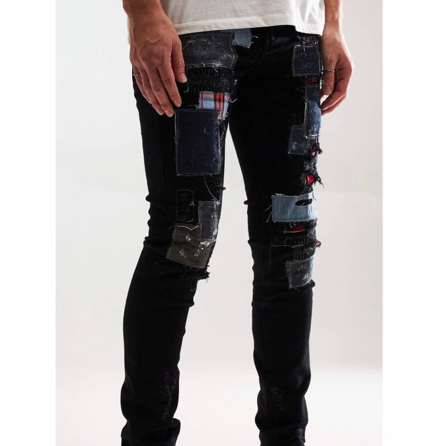 Embellish Silas Denim Jean (Black Patchwork) EMBF221-107