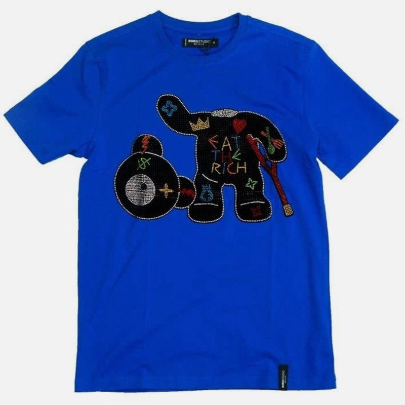 Roku Studio Rhinestone Eat The Rich Bear T Shirt (Royal Blue) RK1480530-RYB