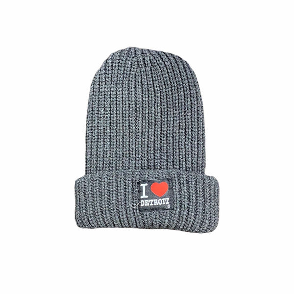 Ink Detroit I Heart Detroit Cable Knit Beanie (Charcoal)