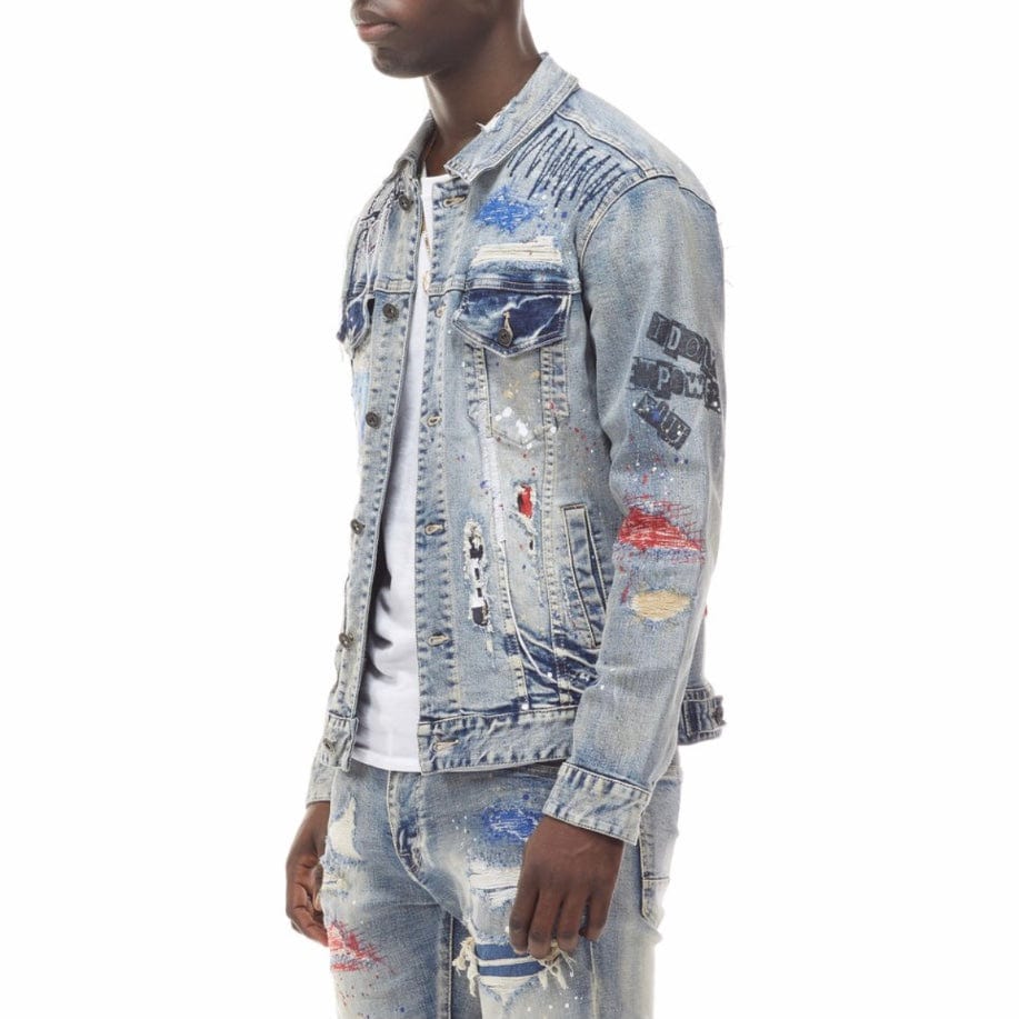 Smoke Rise Doodle Fashion Denim Jacket (Heritage Blue) JJ21611