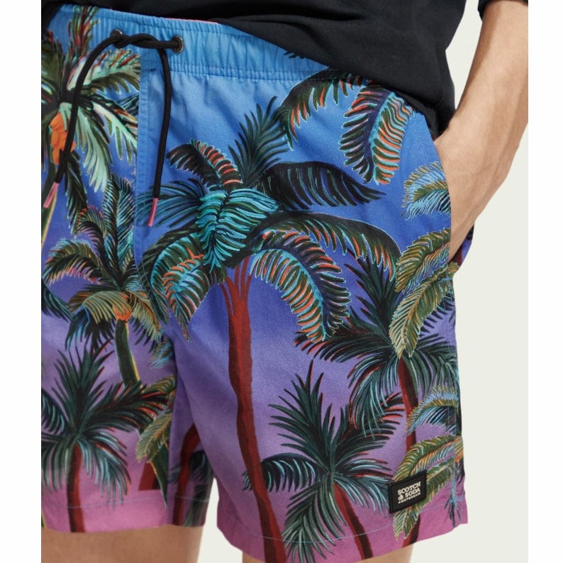 Scotch & Soda Printed Mid Length Swimshort (Navy Aop Palmtrees) 172424