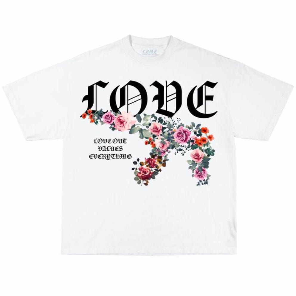 L.o.v.e Floral Love Ak T Shirt (White)