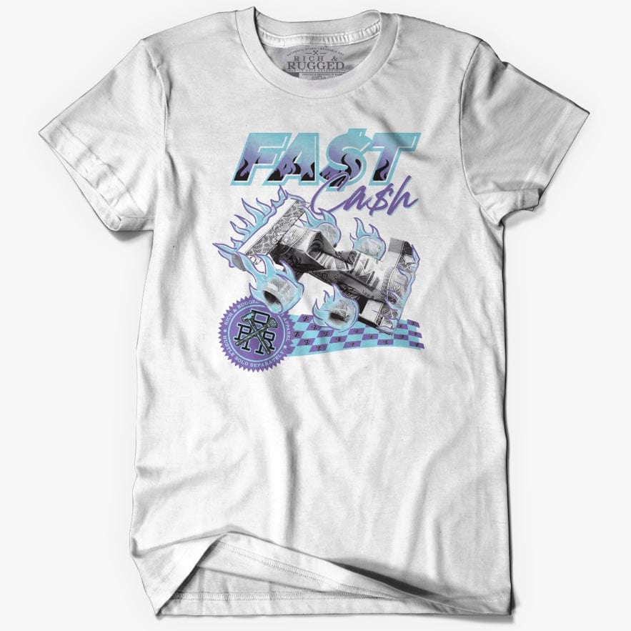 Rich & Rugged Fast Cash T Shirt (White/Blue/Purple) RRFAC-WHI1