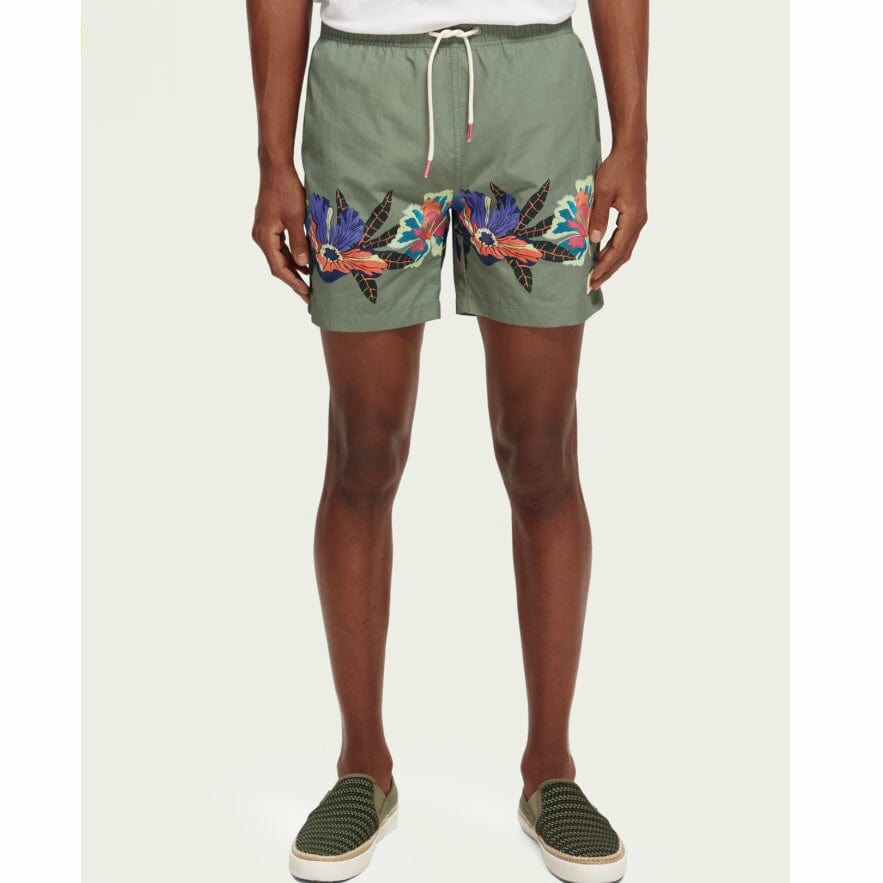 Scotch & Soda Printed Mid Length Swimshort (Green Print) 172424