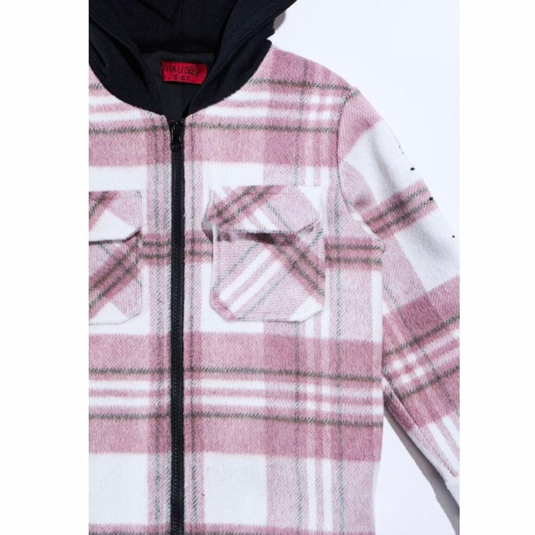 Haus Of Jr Bryn Hooded Flannel (Pink) HOJFA122-204