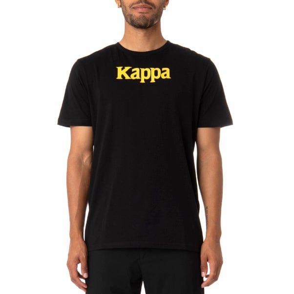 Kappa Authentic Runis T Shirt (Black/Fuchsia-Blue/Yellow) 311BHUW