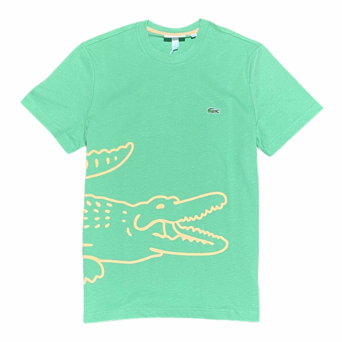 Lacoste Crew Neck Crocodile Print Organic Cotton T Shirt (Green) TH0458