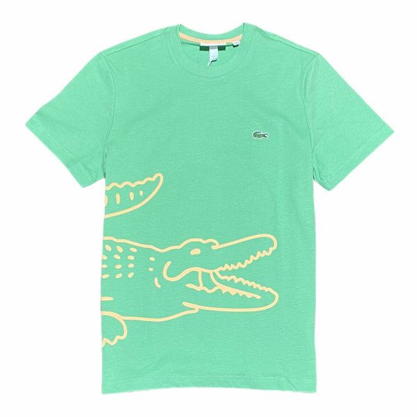 Lacoste Crew Neck Crocodile Print Organic Cotton T Shirt (Green) TH0458
