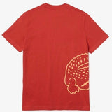 Lacoste Crew Neck Crocodile Print Organic Cotton T Shirt (Red) TH0458