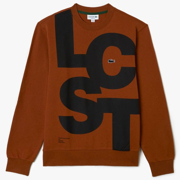 Lacoste Classic Fit Contrast Lettering Cotton Sweatshirt (Brown) SH0233-51