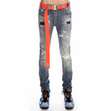 Cult Punk Super Skinny Stretch Belted Jeans (Flea) 620B10-SS06G