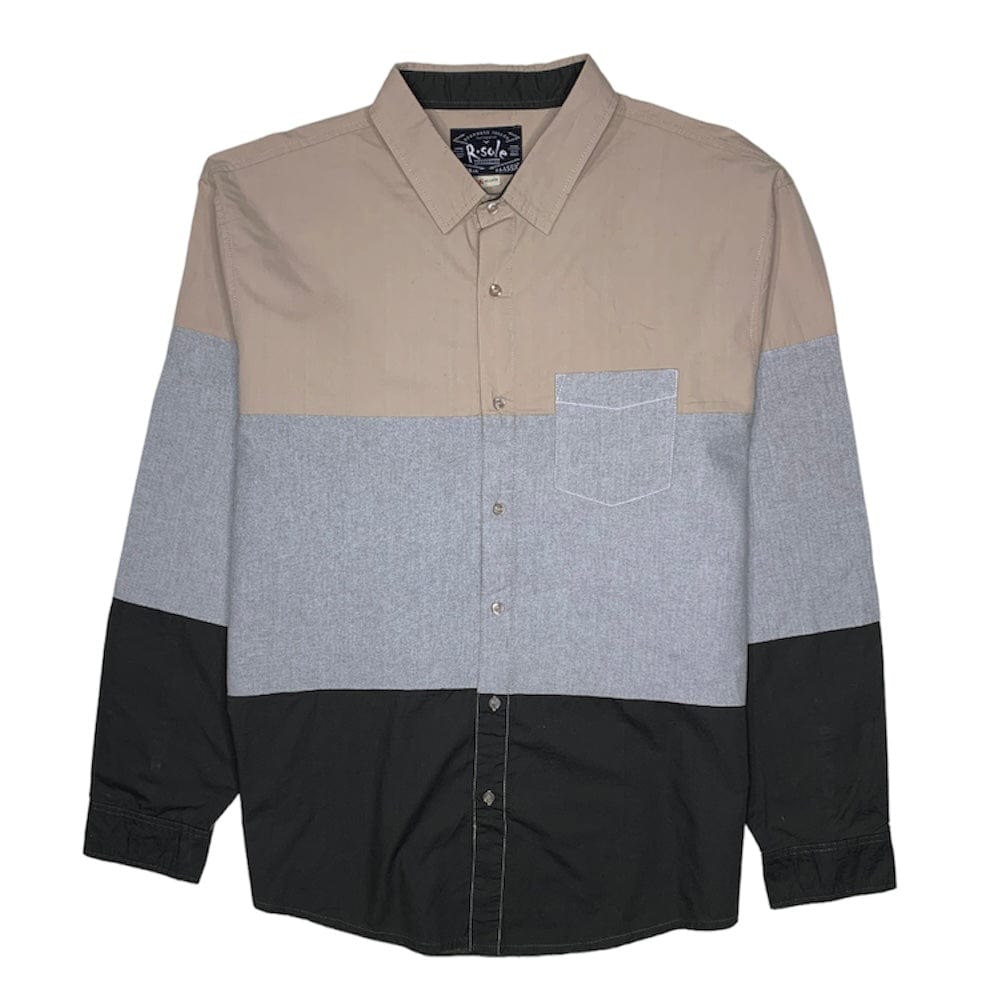 R. Sole Tri Color Block LS Button-Up (Brown) - 32602