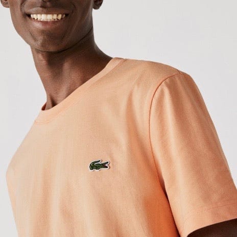 Lacoste Crew Neck Crocodile Print Organic Cotton T Shirt (Light Orange) TH0458