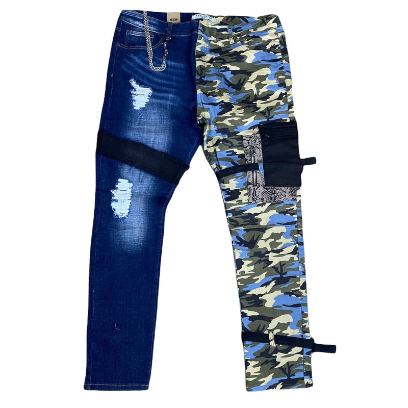 Reelistik Split Camo Denim Jeans (Blue/Army) RST-4075