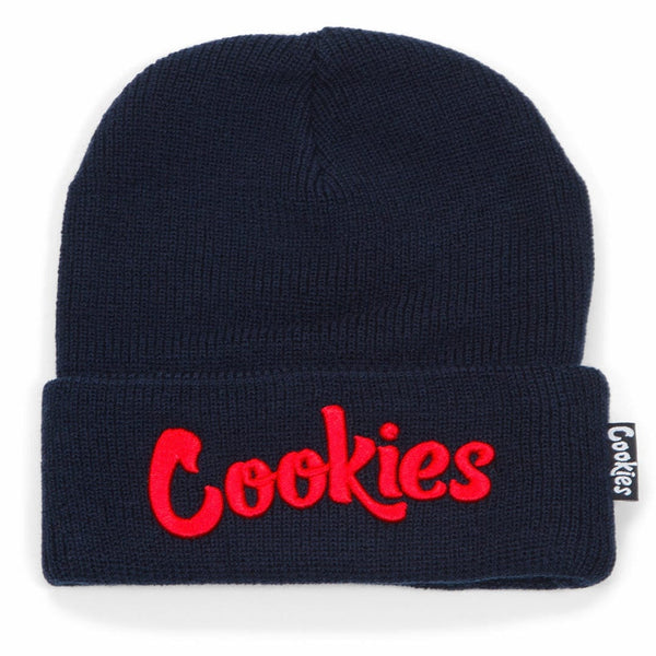 Cookies Original Mint Embroidered Knit Beanie (Navy/Red)