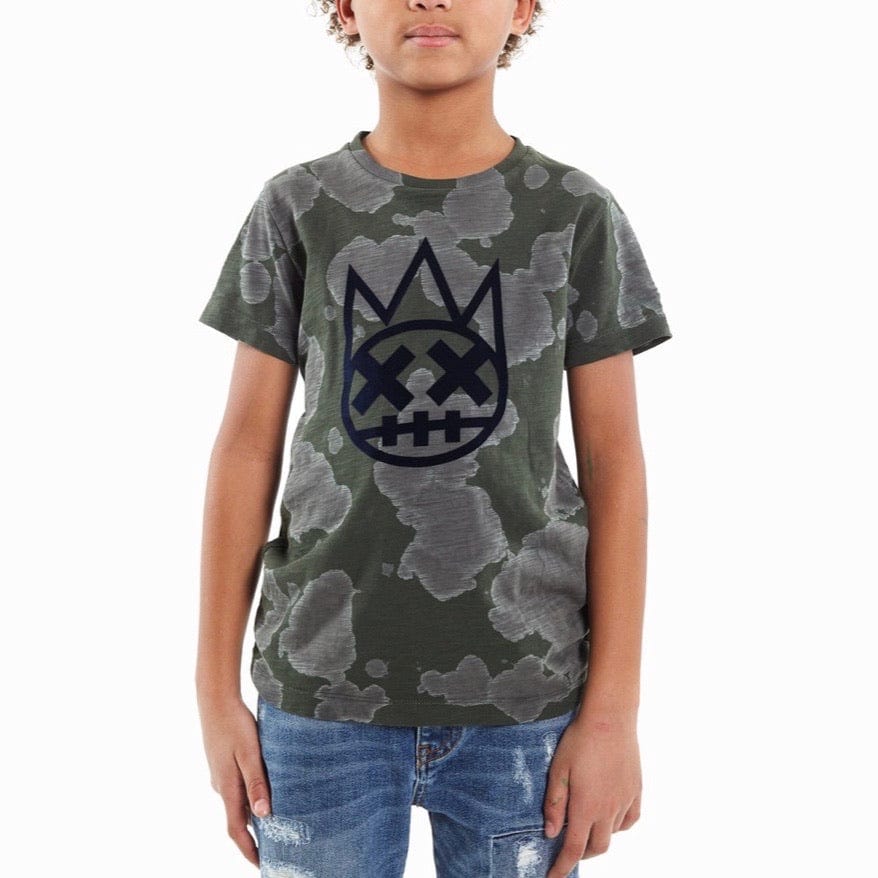 Kid's Cult Shimuchan Flocking Graphic T-Shirt (Green) 88B9-KT05E