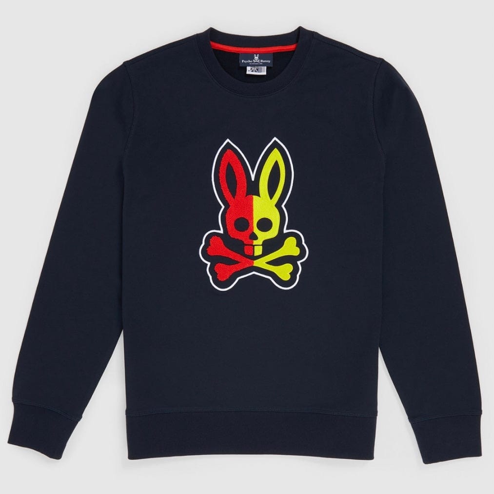 Psycho Bunny Cooper Split Bunny Logo Sweatshirt (Navy) B6S840U1FT