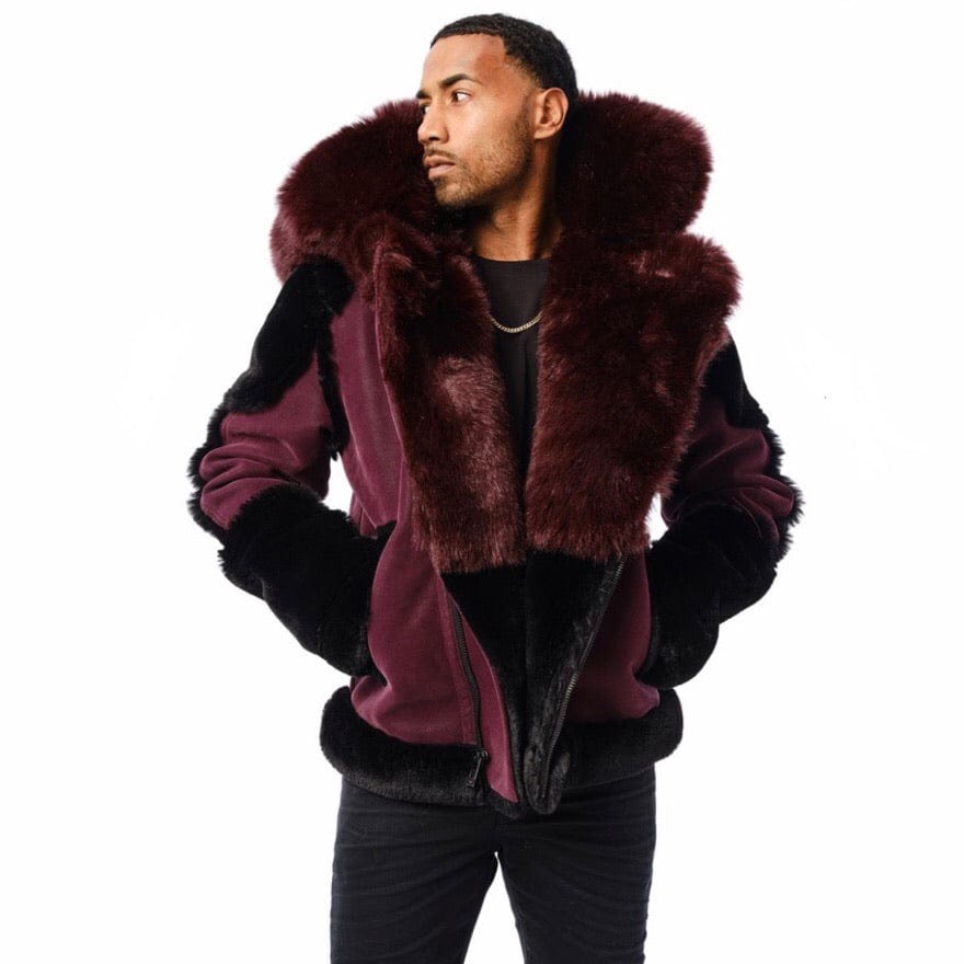 Jordan Craig Anchorage Shearling Moto Jacket (Wine) 91501