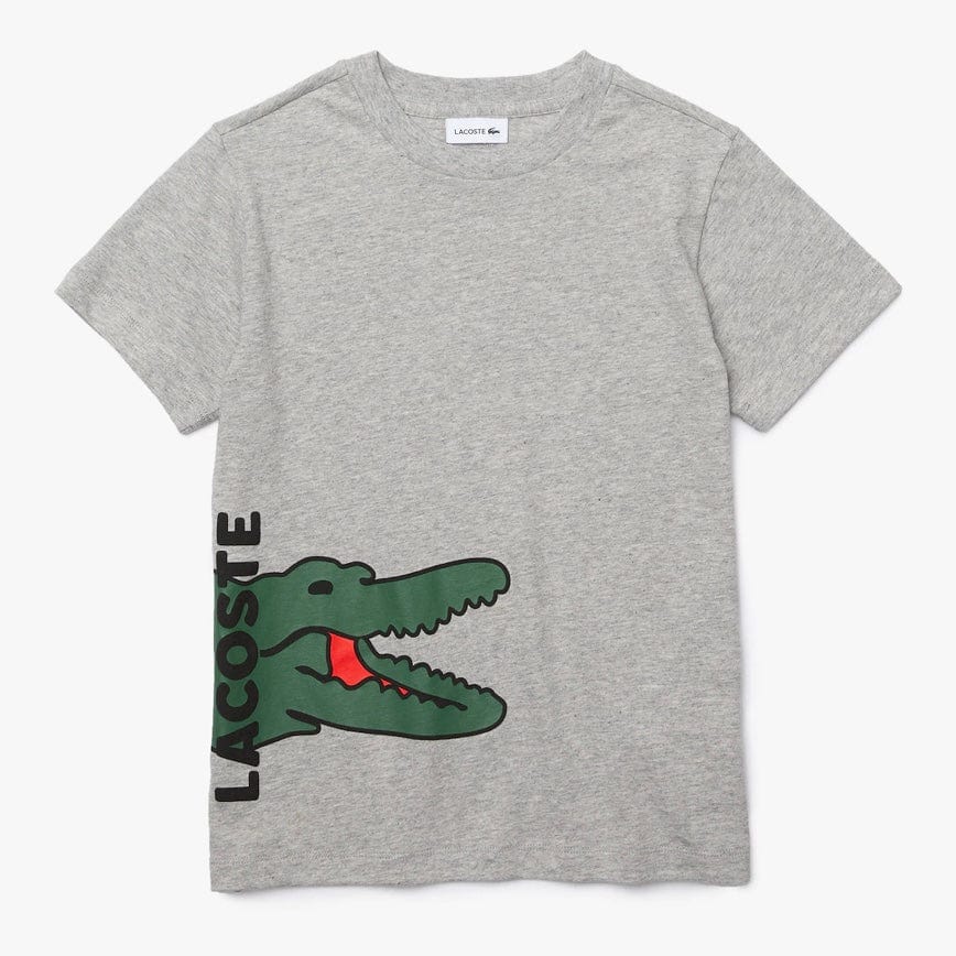 Lacoste Boys' Crew Neck Printed Crocodile Cotton T-shirt Grey TJ684751W9D