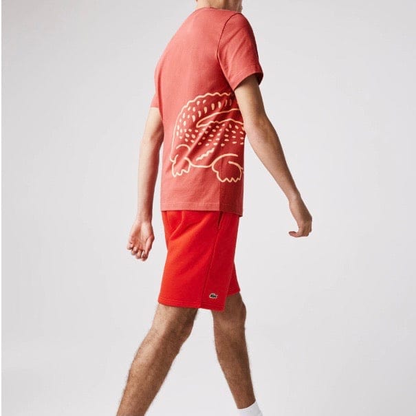 Lacoste Crew Neck Crocodile Print Organic Cotton T Shirt (Red) TH0458