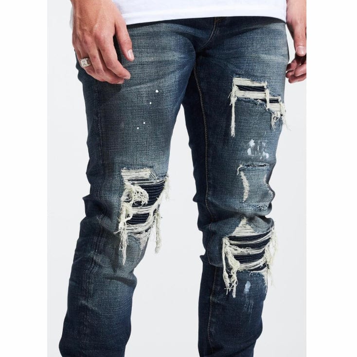 Embellish Slate Rip & Repair Denim (Medium Blue Wash) EMBHOL21-2-14