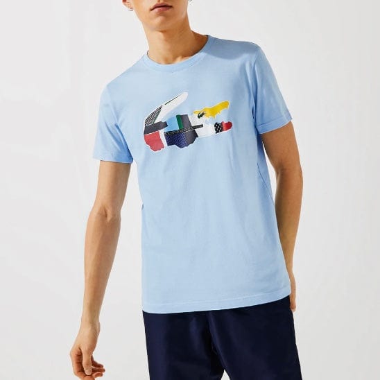 Lacoste Sport Patchwork Crocodile Print T Shirt (Light Blue) TH0822