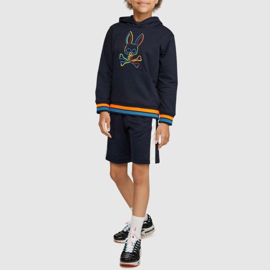 Kids Psycho Bunny Barbon Neon Glow Hoodie (Navy)