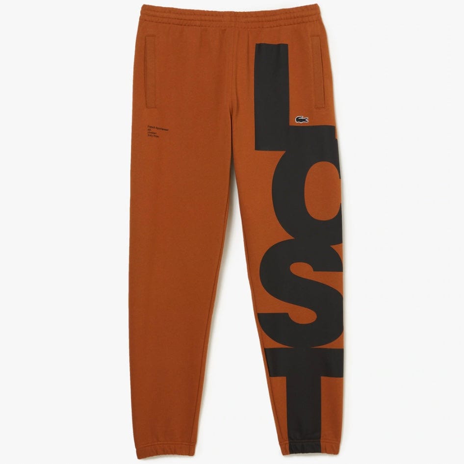 Lacoste Contrast Lettering Cotton Sweatpants (Brown) XH0220-51