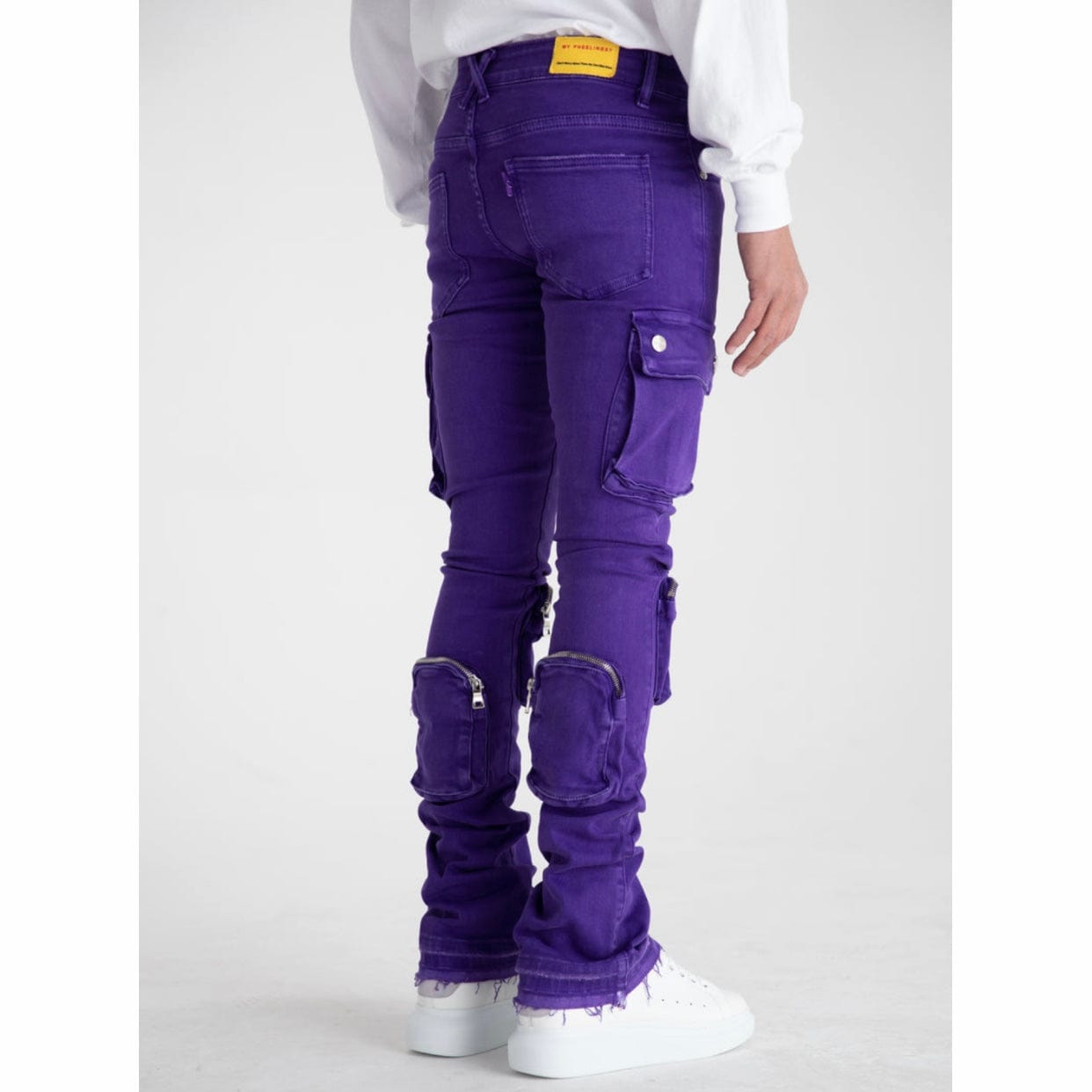 Pheelings Never Look Back Cargo Flare Stack Denim (Purple)