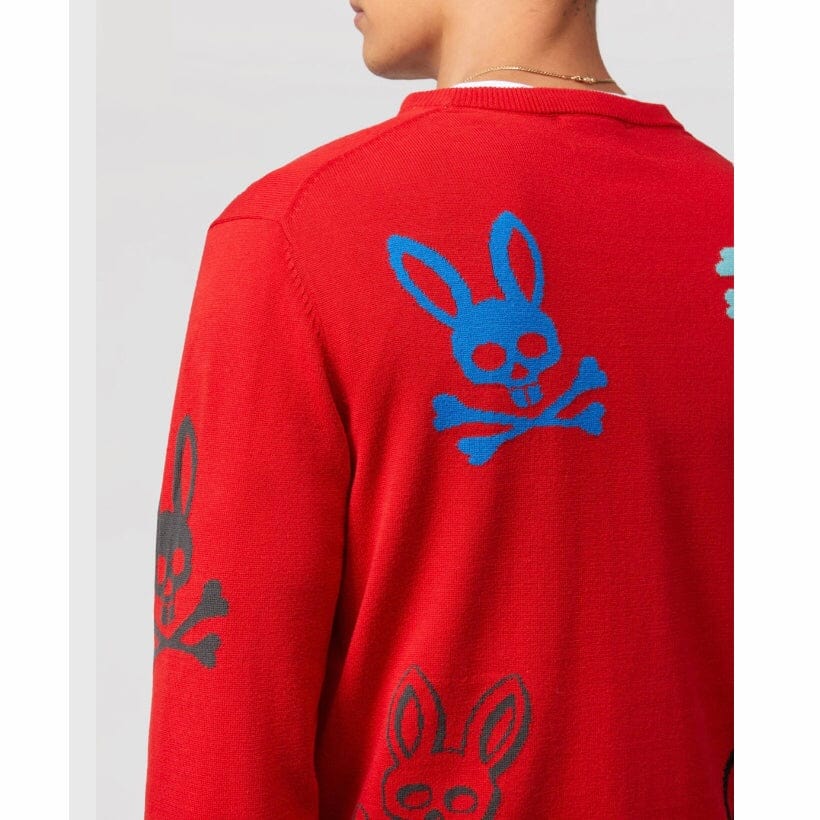 Psycho Bunny Lacomb All Over Bunny Sweater (Red) B6E169W1CO