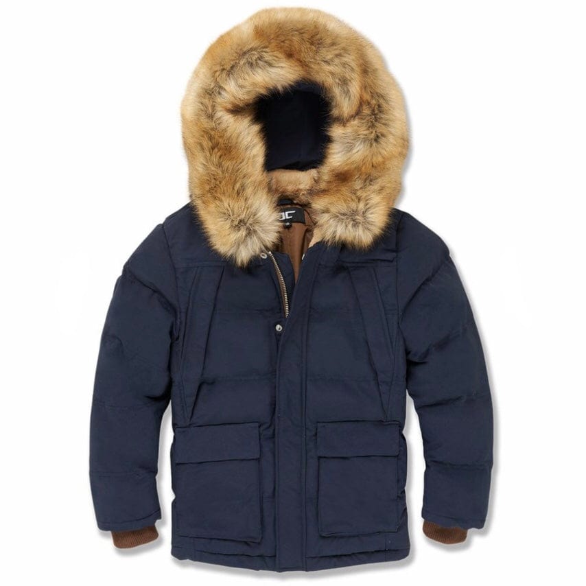 Kids Jordan Craig Bismarck Fur Lined Parka Jacket (Navy) 91537K