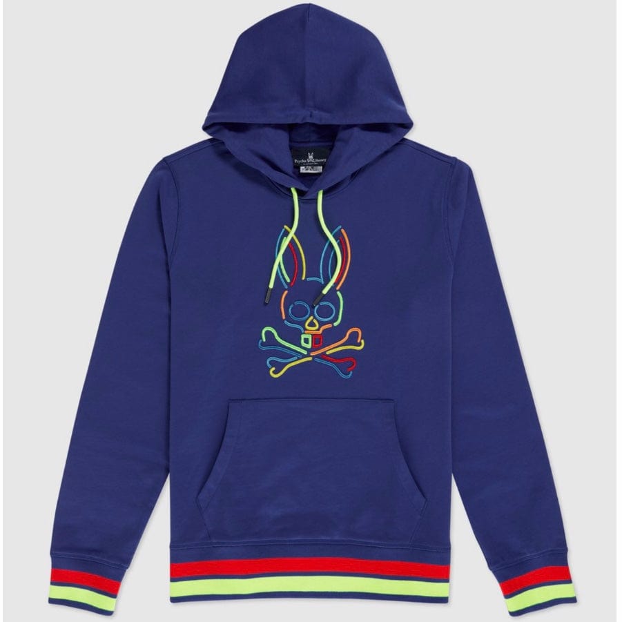 Psycho Bunny Barbon Neon Glow Hoodie (Bold Blue) B6H120Q1FT