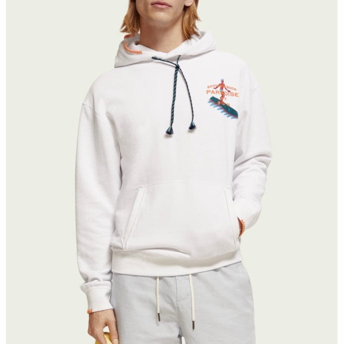 Scotch & Soda Relaxed Fit Artwork Hoodie (White) 172310