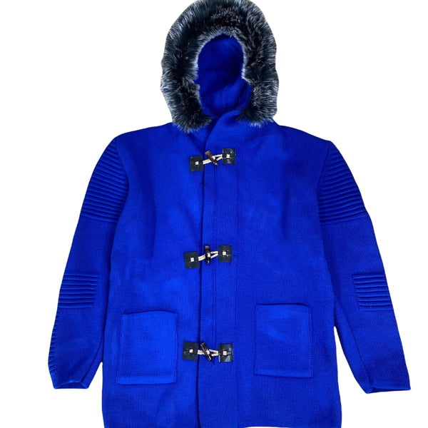 One In A Million Big Men's Fur Hooded Cardigan (Royal Blue) S2020