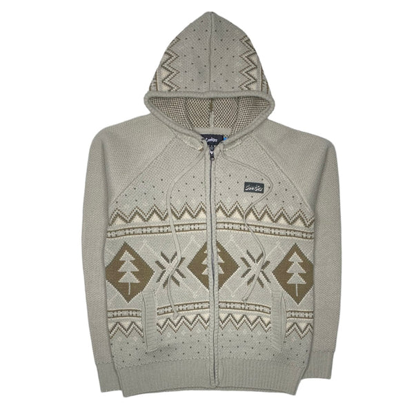 Cookies Searchlight Jacquard Full Zip Hooded Sweater (Cream/Olive) 1562K6478