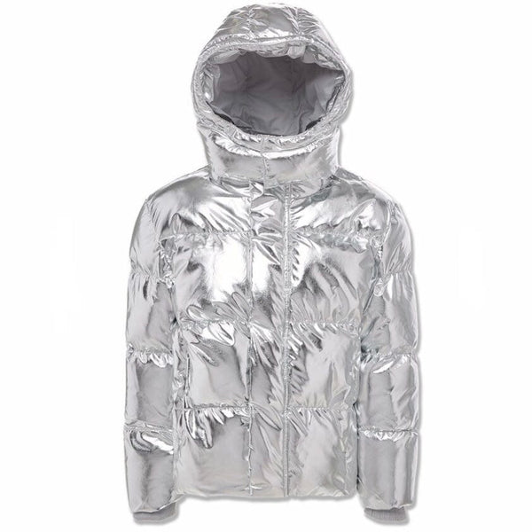 Boys Jordan Craig Metallic Hooded Bubble Jacket (Silver) 91542MB