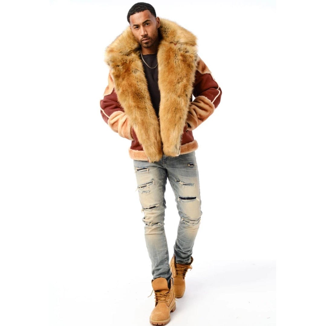 Jordan Craig EL Jefe Shearling Moto Jacket (Brick) 91518