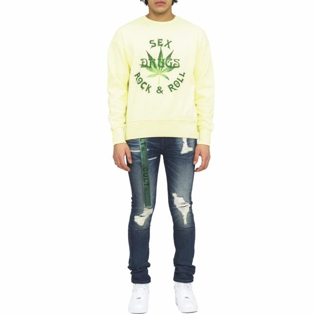 Cult Of Individuality Novelty Fleece Crew Neck (Lemon) 621B11-FC24A