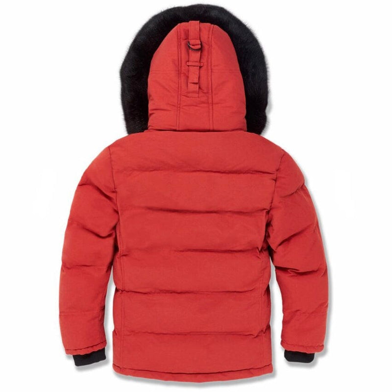 Boys Jordan Craig Bismarck Fur Lined Parka Jacket (Red) 91537B