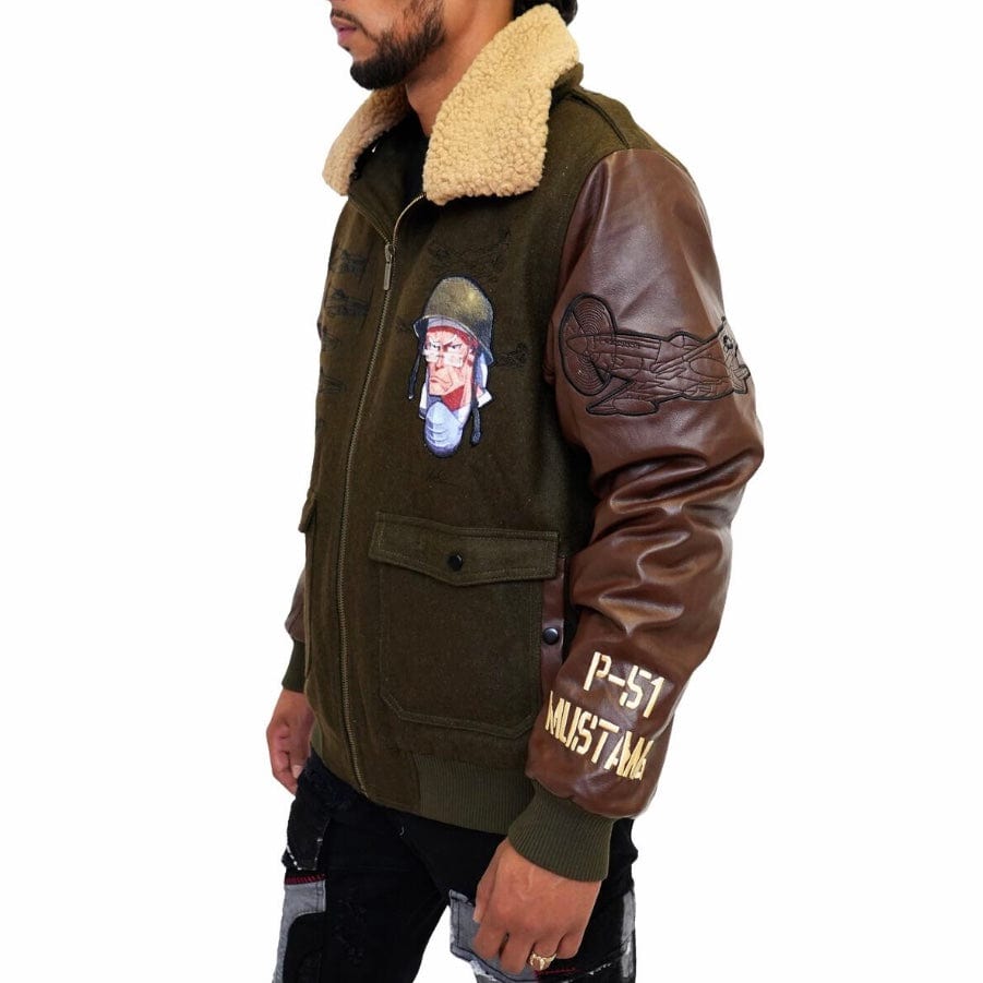 De Kryptic Boondocks Uncle Varsity Jacket (Olive) BD-WJKT-009