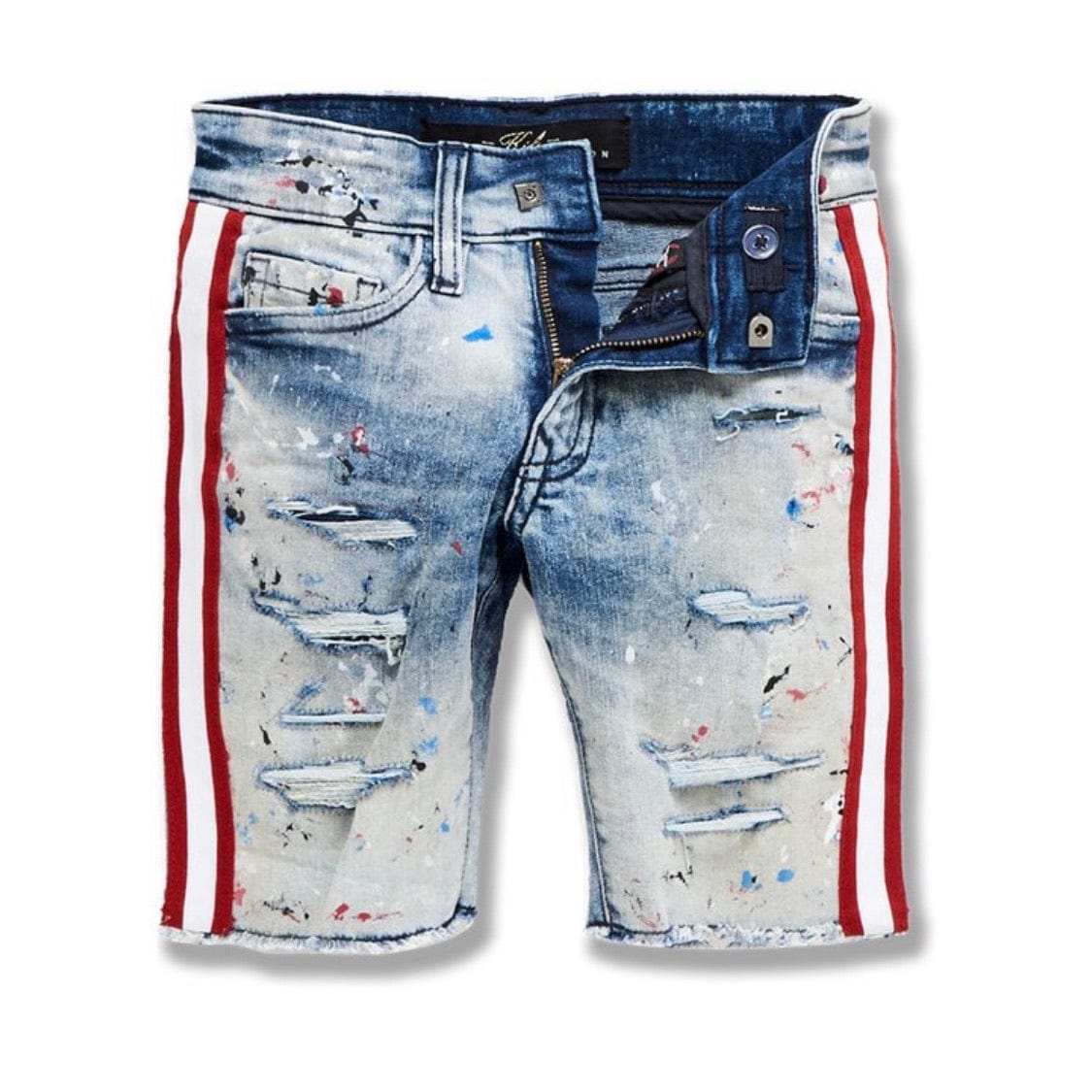 Juniors Jordan Craig Sparta Striped Denim Shorts (South Beach) J3168SB